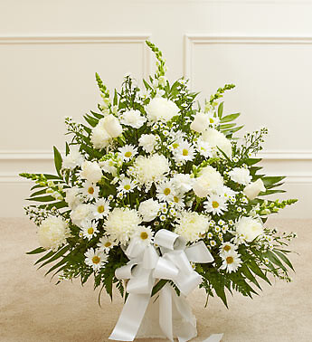 Heartfelt Tribute White Floor Basket Arrangement